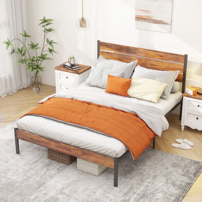 Taoset Full Size Bed Frame- Heavy Duty Mattress Foundation with HeadBoard, Steel Slats Support (No Box Spring Needed)