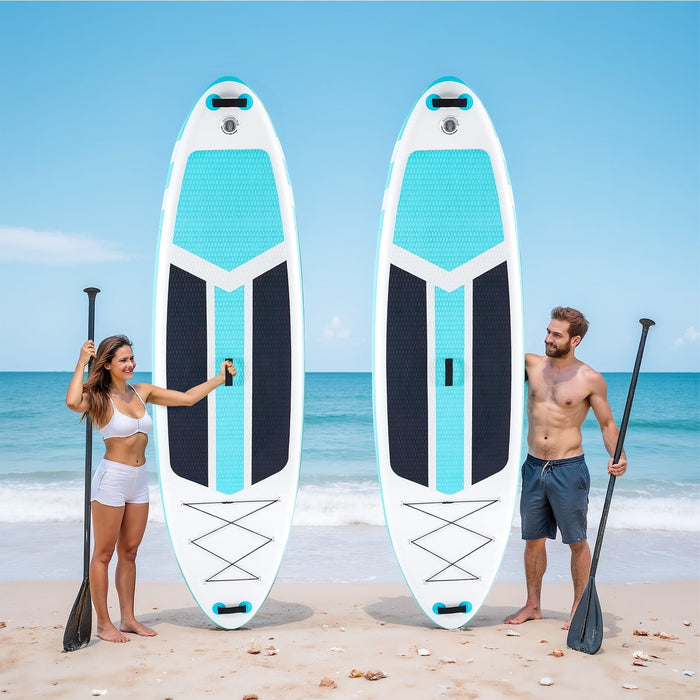 Blorly 10'5" Inflatable Stand Up Paddle Board, Commercial Grade PVC ISUP with Non-Slip Deck, Complete SUP Accessories: Paddle, Pump, Leash & Backpack, All-Skill Level Water Sports Board, Blue