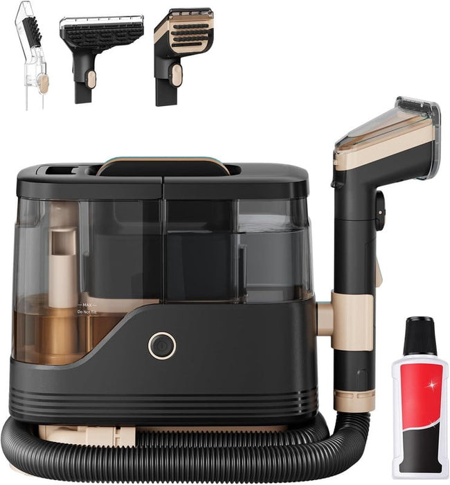 Simenmax Portable Carpet & Upholstery Cleaner ¨C 13KPa Suction, 3 Attachments, Removable Twin Tanks, Lightweight Spot Shampooer for Sofa, Car Seats, Stairs, Black