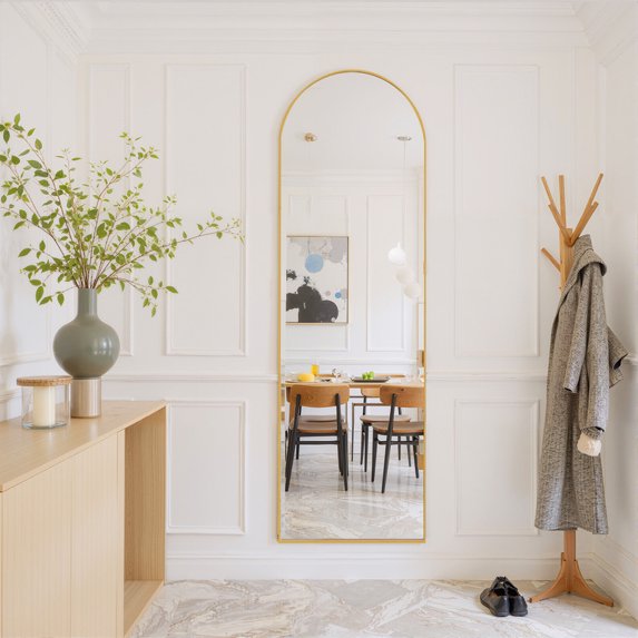 Sybels  Floor Mirror, 59" Full-Length Mirror in Aluminum for Bedroom & Living Spaces