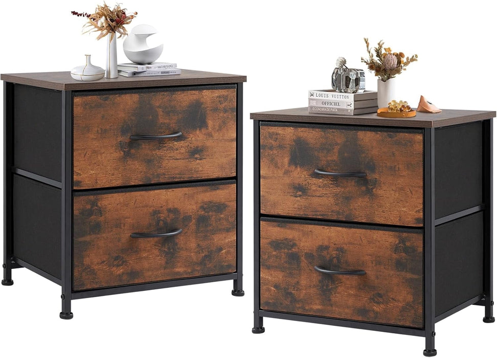 Simenmax Nightstand Set 2, 2 Drawer Dresser for Bedroom, Bedside Furniture, End Table for Bedroom, Closet, Entryway, Brown
