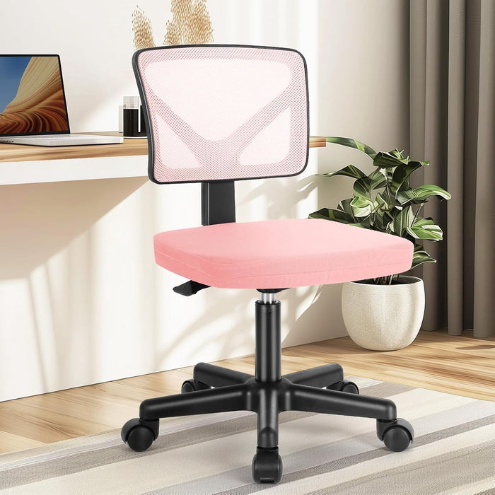 Nextay Armless Office Chair, Ergonomic Mesh Desk Chair with Swivel Wheels, Adjustable Height, Mid-Back Rolling Task Chair for Small Spaces