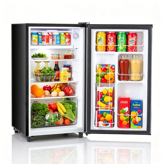 TINKLE WELL 3.2 Cu.Ft Mini Fridge with Freezer Small Refrigerator Single Door Adjustable Thermostat Energy-efficient Low Noise, Compact Fridge for Bedroom, Office, Dorm