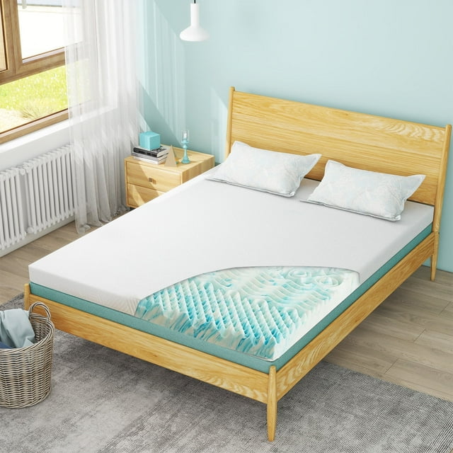 3 Inch TwinXL Mattress Topper With Cover, Egg Crate Foam Mattress Topper for Back Pain, 7-Zone Cooling Gel Infused Mattress Pad (39"×80")