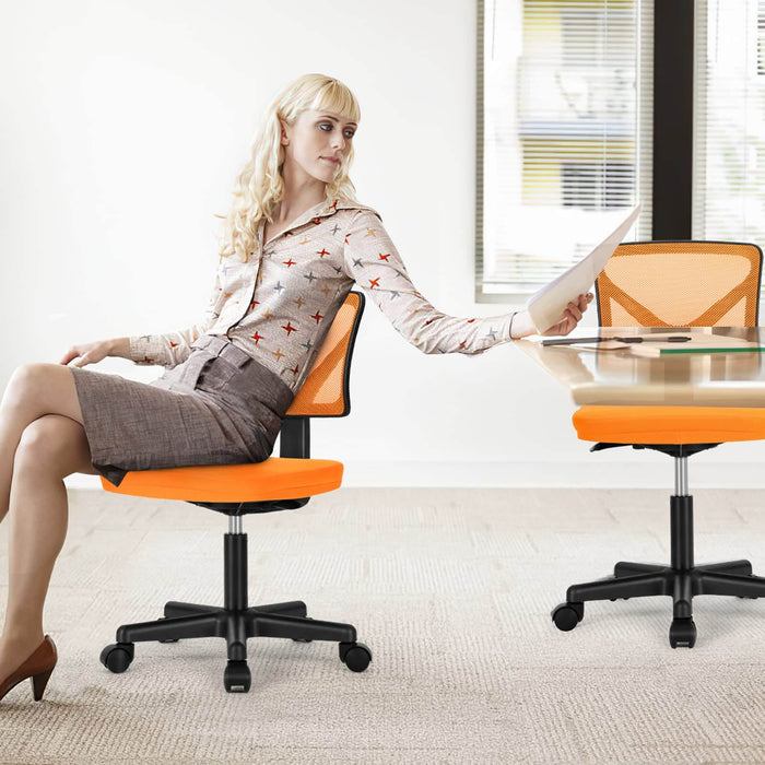 Sybels Adjustable Mesh Office Chair - Padded Seat, Low Back Support, 360° Swivel & Smooth Rolling Casters,Orange