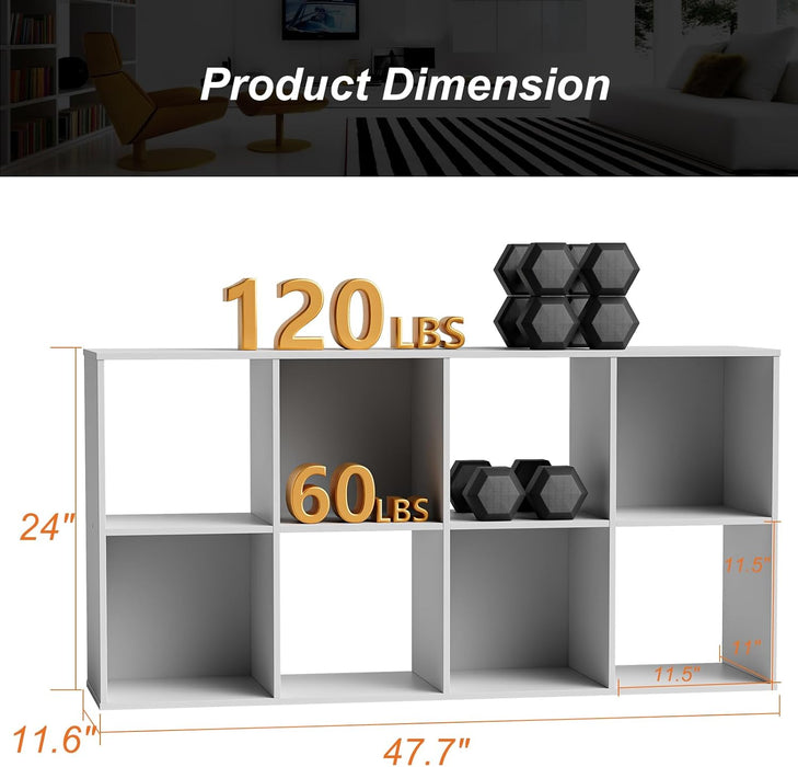 Sybels Cube Storage Shelf, 8-Cube Bookshelf with Removable Dividers，a Versatile Organizer , suitable for living rooms, home offices, and bedrooms, White