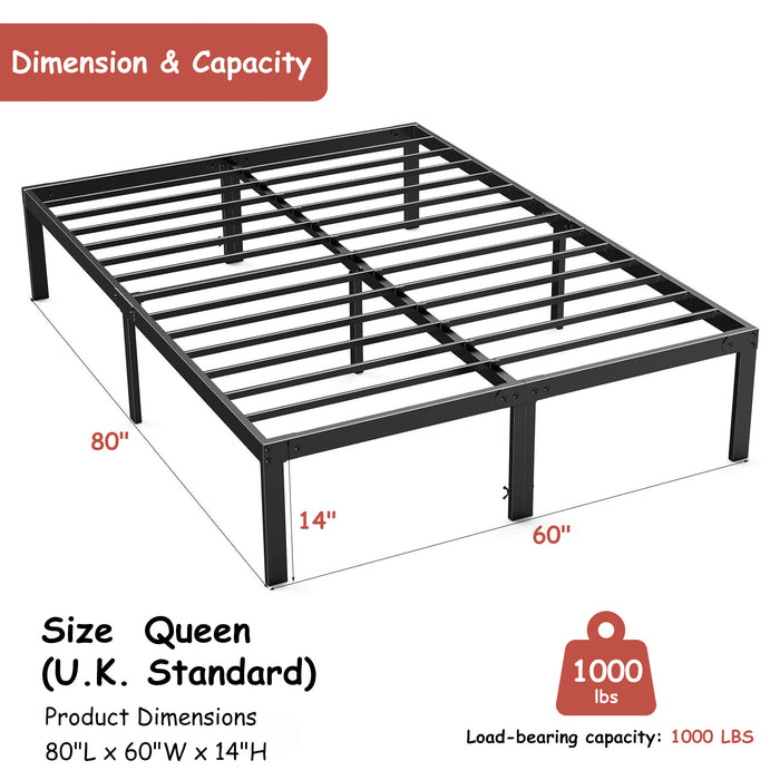 WOod-it Bed Frames, 14 Inch High Heavy Duty Metal Mattress Foundaation Platform Sturdy Steel Slat Support, No Box Spring NeedJed