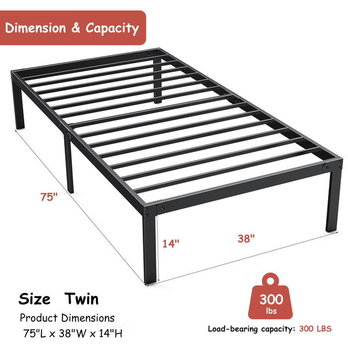 WOod-it Bed Frames, 14 Inch High Heavy Duty Metal Mattress Foundaation Platform Sturdy Steel Slat Support, No Box Spring NeedJed