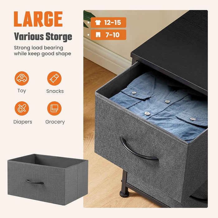 Sybels Modern TV Console with 5 Fabric Drawers for 45" TVs, Media Stand with Open Display Shelf, Minimalist Entertainment Center for Living Room & Bedroom, Gray