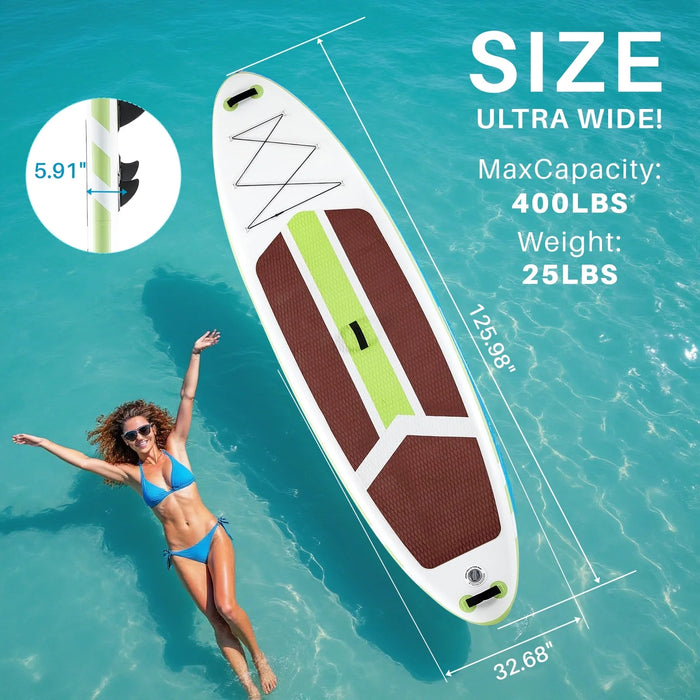 Sybels Complete Inflatable Stand Up Paddle Board Kit, Wide & Stable Design, Anti-Slip Deck, Adjustable Paddle, Ideal for Beginners to Advanced, Brown