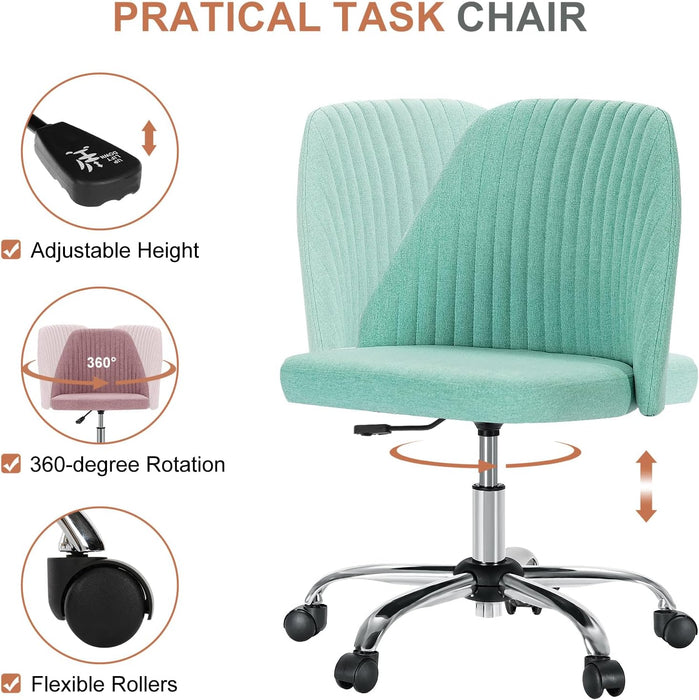 Sybels Modern Office Chair: Armless Swivel Desk Chair with Wheels, Adjustable Height Rolling Task Chair for Home, Dorm，Green