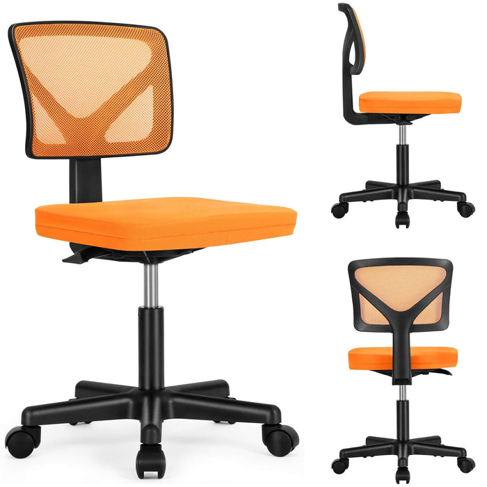 Sybels Adjustable Mesh Office Chair - Padded Seat, Low Back Support, 360° Swivel & Smooth Rolling Casters,Orange