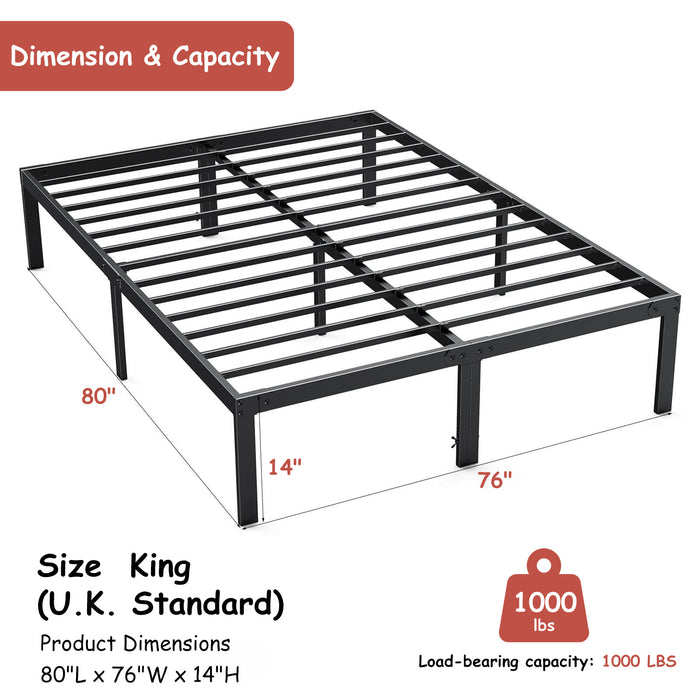WOod-it Bed Frames, 14 Inch High Heavy Duty Metal Mattress Foundaation Platform Sturdy Steel Slat Support, No Box Spring NeedJed