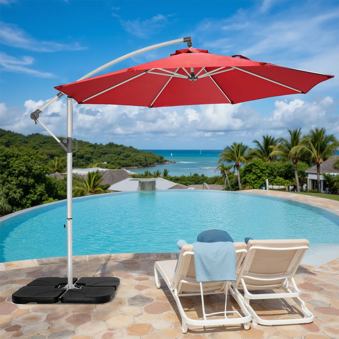 10FT Offset Patio Umbrella, Hanging Cantilever Outdoor Sun Shade with UV Protection for Backyard, Lawn, Garden and Pool