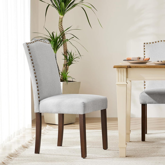 Sybels Set of 2 Modern Dining Chairs with Padded Leather Seat and Wooden Legs for Living Room, Dining Room, Gray