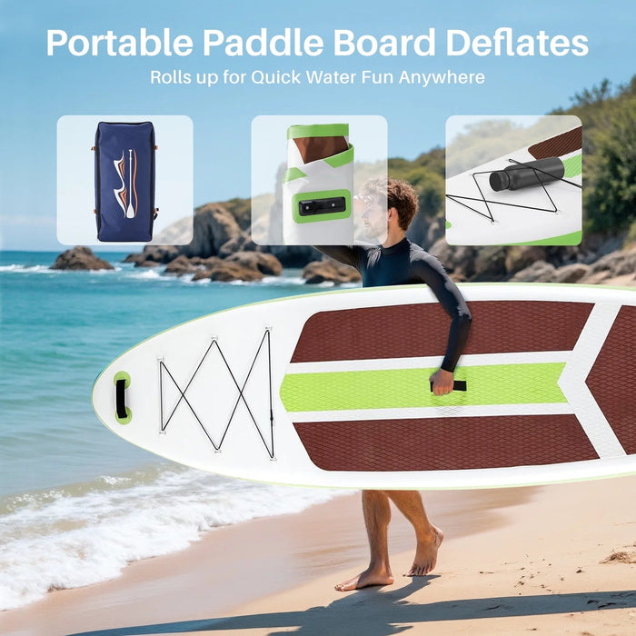 Sybels Complete Inflatable Stand Up Paddle Board Kit, Wide & Stable Design, Anti-Slip Deck, Adjustable Paddle, Ideal for Beginners to Advanced, Brown