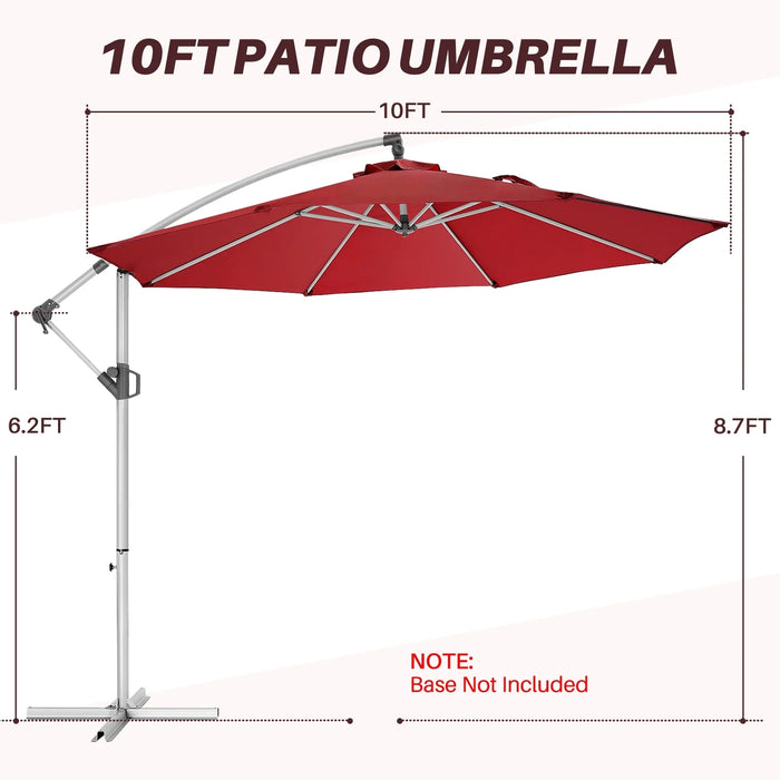 10FT Offset Patio Umbrella, Hanging Cantilever Outdoor Sun Shade with UV Protection for Backyard, Lawn, Garden and Pool