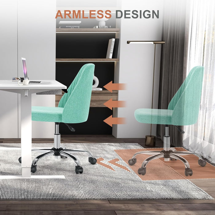 Sybels Modern Office Chair: Armless Swivel Desk Chair with Wheels, Adjustable Height Rolling Task Chair for Home, Dorm，Green
