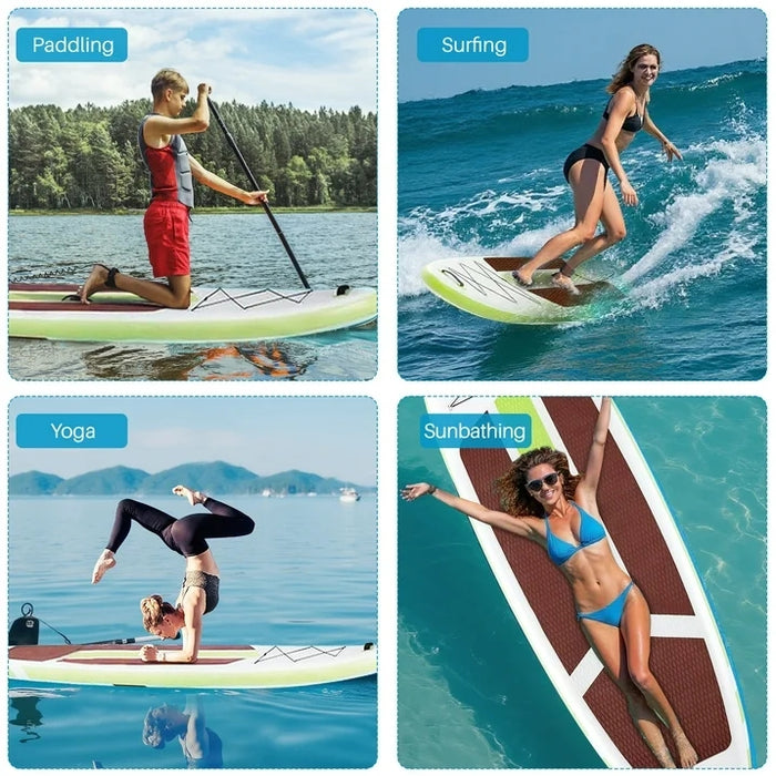 Sybels Complete Inflatable Stand Up Paddle Board Kit, Wide & Stable Design, Anti-Slip Deck, Adjustable Paddle, Ideal for Beginners to Advanced, Brown