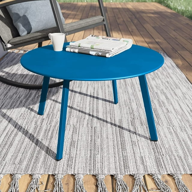 WOod-it Round Steel Patio Coffee Table, Weather Resistant Outdoor Large Side Table, Living Room, Outdoor, Home Decor, Versatile