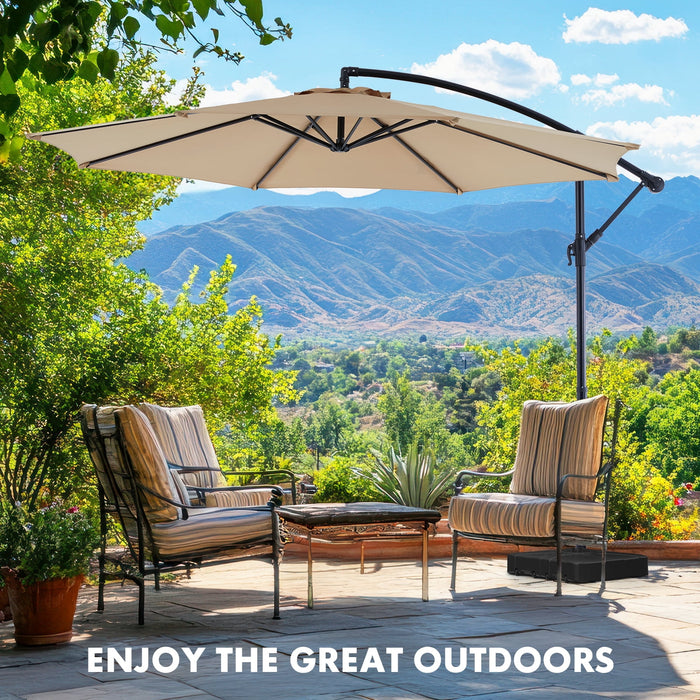Blorly Patio Umbrella, 10 Ft Offset Outdoors Patio Umbrella with UPF50+ UV Protection, Tilt and Crank Button, for Outdoors, Yard, Poolside, Lawn, Beige