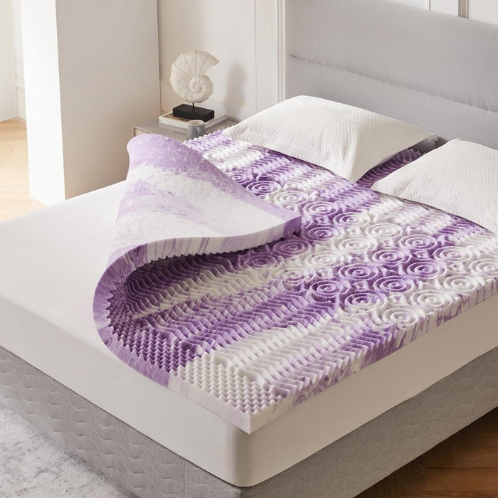 TINKLE WELL 3 inch Mattress Topper,Twin Size,5-Zone Memory Foam Mattress Topper for Pressure Relief, Purple