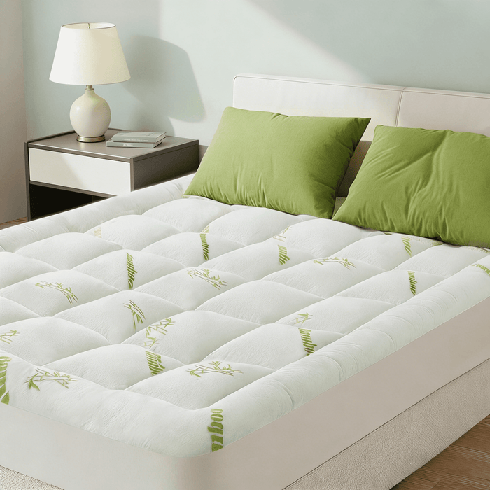 Taoset King Size Cooling Mattress Protector - Bamboo Fiber Pad with Deep Pocket, Breathable & Skin-Friendly, Green