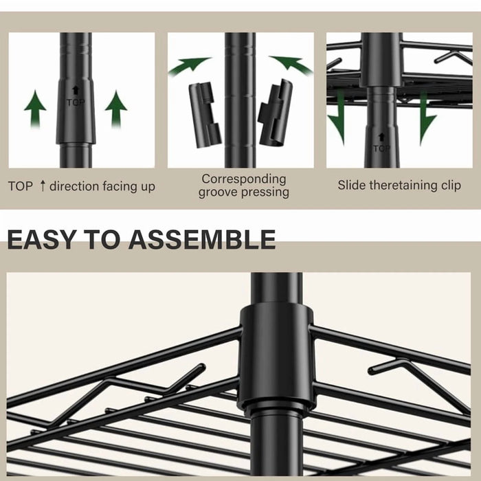 Sybels 3-Tier Metal Shelving Unit, Heavy-Duty Adjustable Wide Storage Rack for Kitchen, Pantry, Garage & Laundry