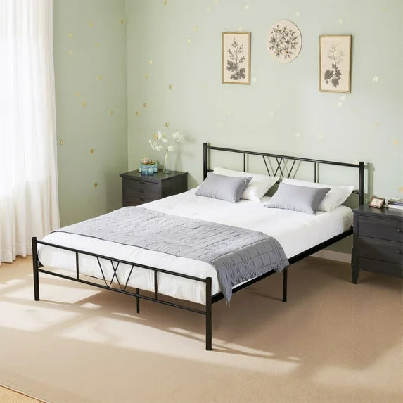 Sybels Full Storage Bed Frame - Elegant Iron-Art Headboard & Footboard, Elevated Platform Design