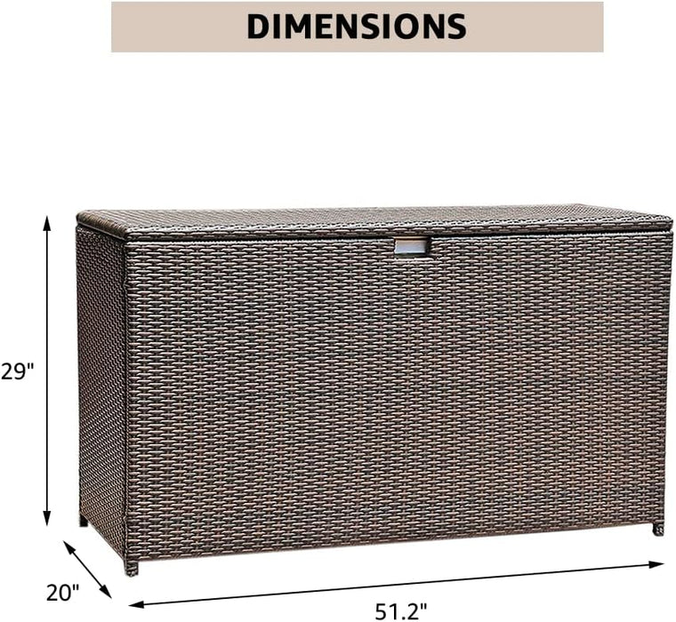 TINKLE WELL Outdoor Storage Box, 120-Gallon Extra-Large Weatherproof Wicker Patio Bin for Pool, Garden & Patio Furniture