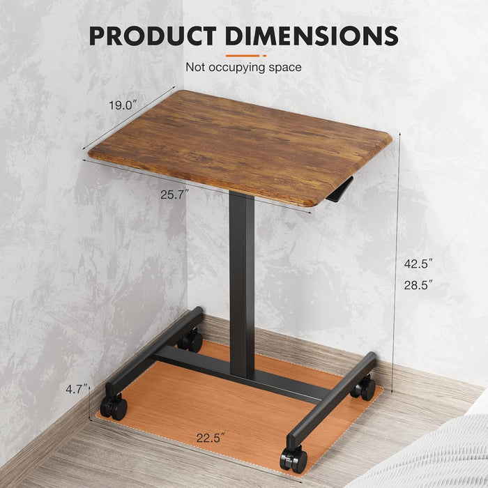TINKLE WELL Mobile Standing Desk, Height-Adjustable Portable Rolling Laptop Workstation with Lockable Wheels, Sit-Stand Desk