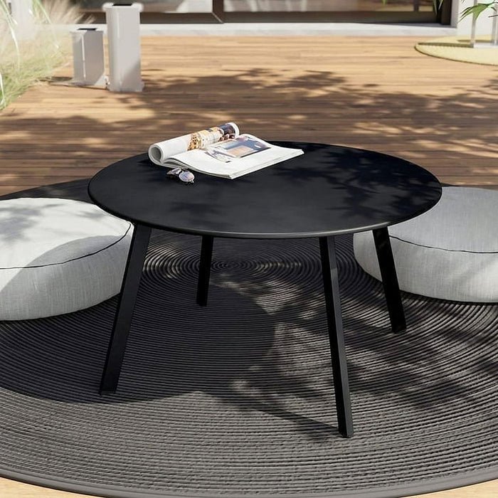 Blorly Patio Coffee Table, Round Patio Side Table, Coffee Table, Modern, Stylish, Living Room, Outdoor, Home Decor, Versatile, Black