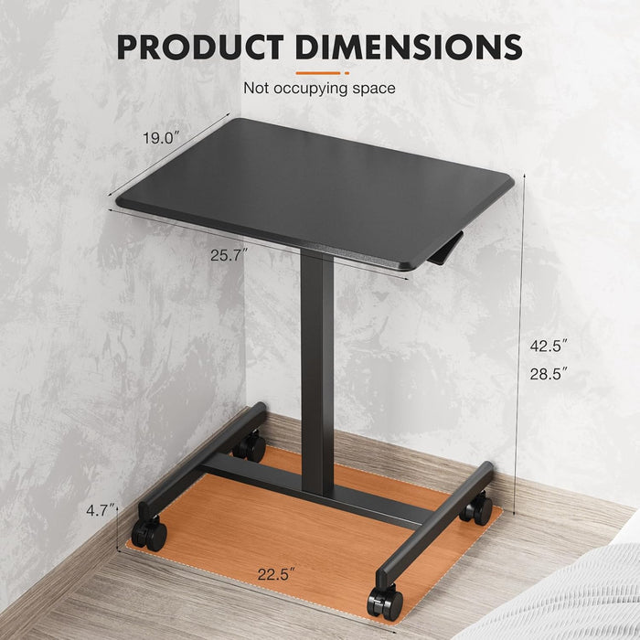 TINKLE WELL Mobile Standing Desk, Height-Adjustable Portable Rolling Laptop Workstation with Lockable Wheels, Sit-Stand Desk