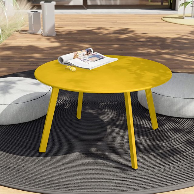 Round Coffee Table, Patio Side Table, Outdoor Furniture, Modern Design, Home Decor, Durable, Stylish, Quality, Multi-purpose, Versatile.
