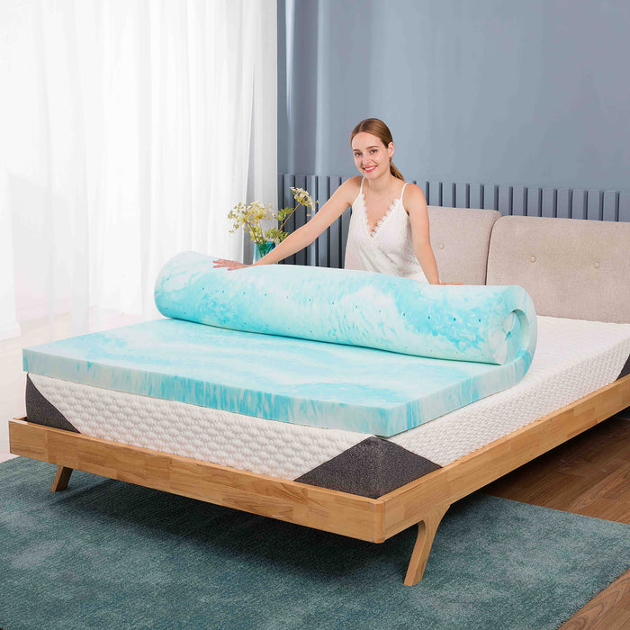 SWISH WEAVERS 3'' Full Memory Foam Mattress Topper, Cooling Gel Mattress Topper CertiPUR-US Certified
