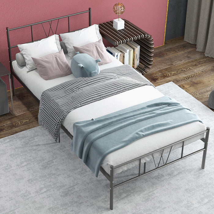 SimenmaxTwin Bed Frame - No Box Spring Needed Heavy Duty Metal Platform Bedroom Frames Twin Size with Storage Space, Black