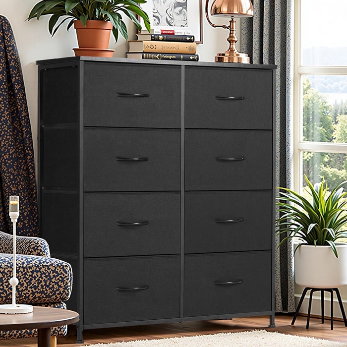 Simenmax 8 Storage Dresser for Bedroom, Wide Fabric Closet Chests Organizer Tower Furniture, Black