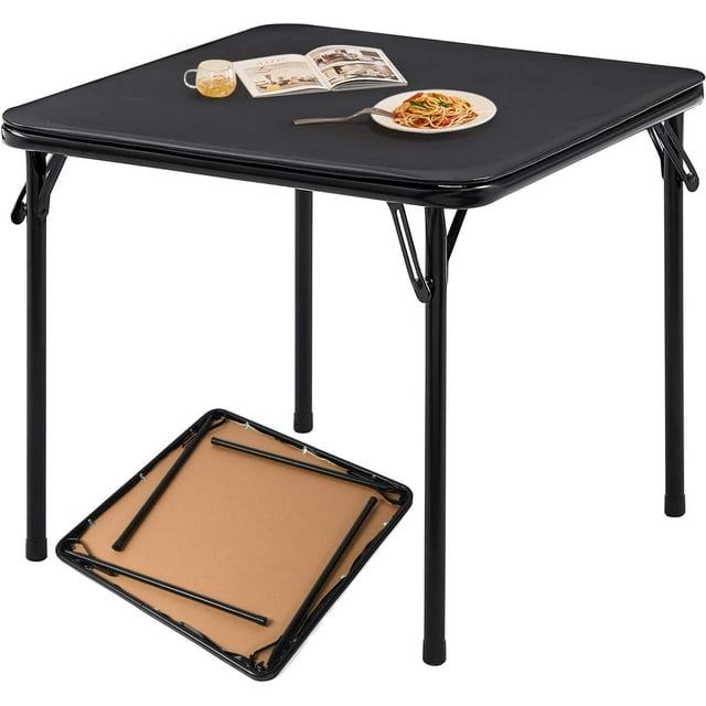 34'' Folding Square Table, Portable Card Table with Padded Tabletop, Collapsible Legs for Indoor/Outdoor