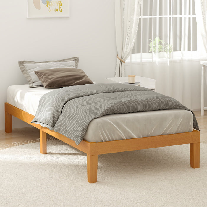 Blorly Wood Bed Frame, Natural Pine Twin Bed Frame with Non-Slip Slats Support, 500 lbs Heavy Duty Platform Bed Frame Mattress Foundation, Easy Assembly