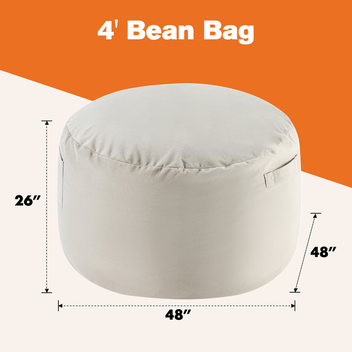 Simenmax 4FT Bean Bag Chair Beanbag, Oversized Lazy Sofa Living Room Furniture with Removable Washable Cover, Light Gray