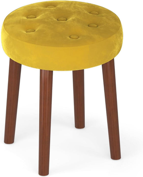 TINKLE WELL TINKLE WELL Vanity Stool Chair Round Tufted Table Set Yellow