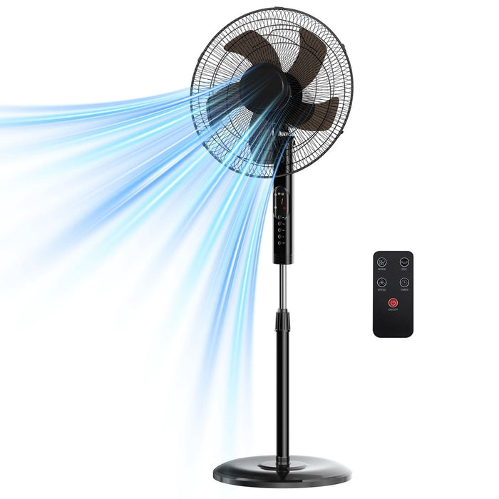 Betcozy Pedestal Fan with Remote, Night Light, 15 Speed Quiet Floor Fan for Baby Room & Bedroom, 3D Oscillating Fan with Sleep Mode, Black