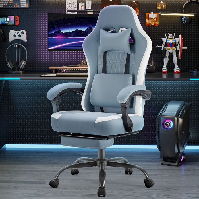 Betcozy Gaming Chair, Ergonomic Computer Chair with Footrest, Lumbar Support, Headrest, Comfy Seating with thicken cushion, Blue