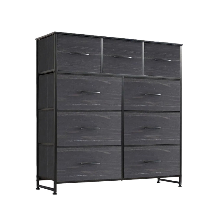 Nextay 9-Drawer Fabric Dresser for Bedroom, Storage Dresser Closet with Steel Frame & Wooden Top for Living Room, Dressing Room, Entryway, Charcoal Black