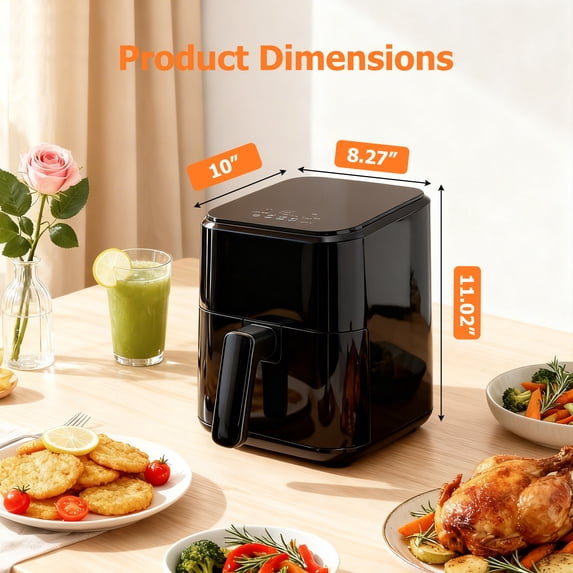 Aidoly&nbsp; Compact Air Fryer with Digital Touch – 400℉, Auto Shut-off, Nonstick &amp; Dishwasher-Safe Basket, Bake/Reheat