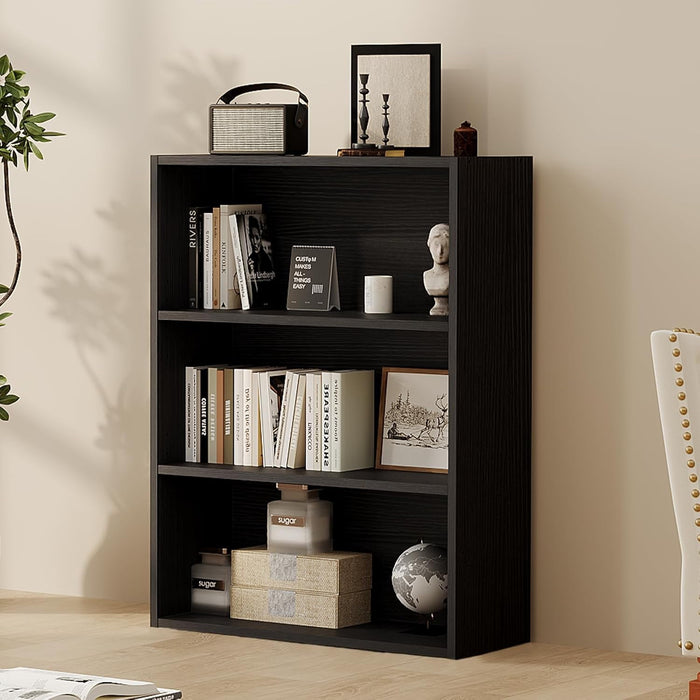 Blorly 3-Tier Bookcase, 31.5 Inch Industrial Storage Wall Shelf, Display Shelf for Living room, Bedroom, Black