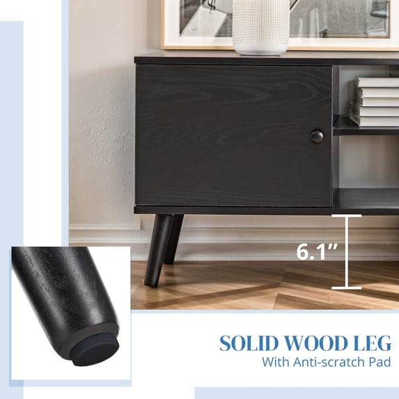 Parcus TV Stand for 55-60 inch TVs, Mid-Century Modern Entertainment Center with Storage, Wood Media Console