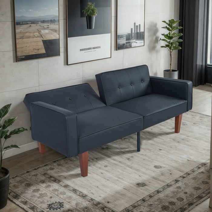 TINKLE WELL Modern Sofa, Convertible Memory Foam Futon Sofa Bed with Adjustable Armrests and Backrest,Gray