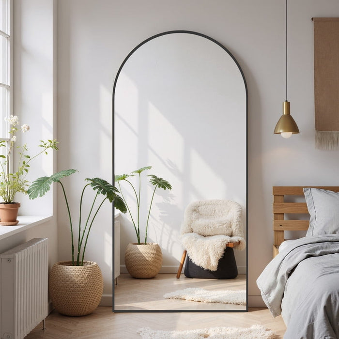 Blorly 68"x26" Arched Full Length Mirror Full Body Mirror Floor Mirror Standing Hanging or Leaning Wall,Black