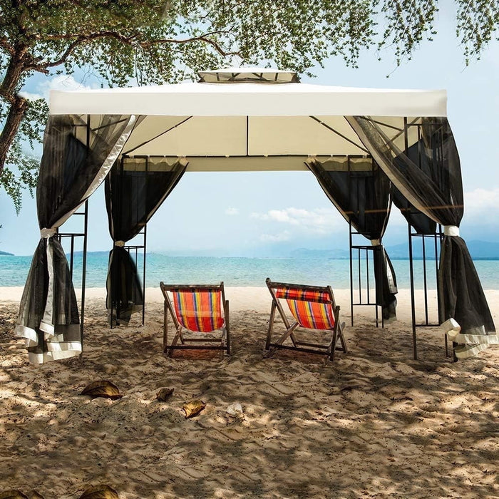 Blorly SWISH WEAVERS 10' x 10' Square Gazebo, Alloy Steel Frame with Mosquito Netting, Outdoor Canopy